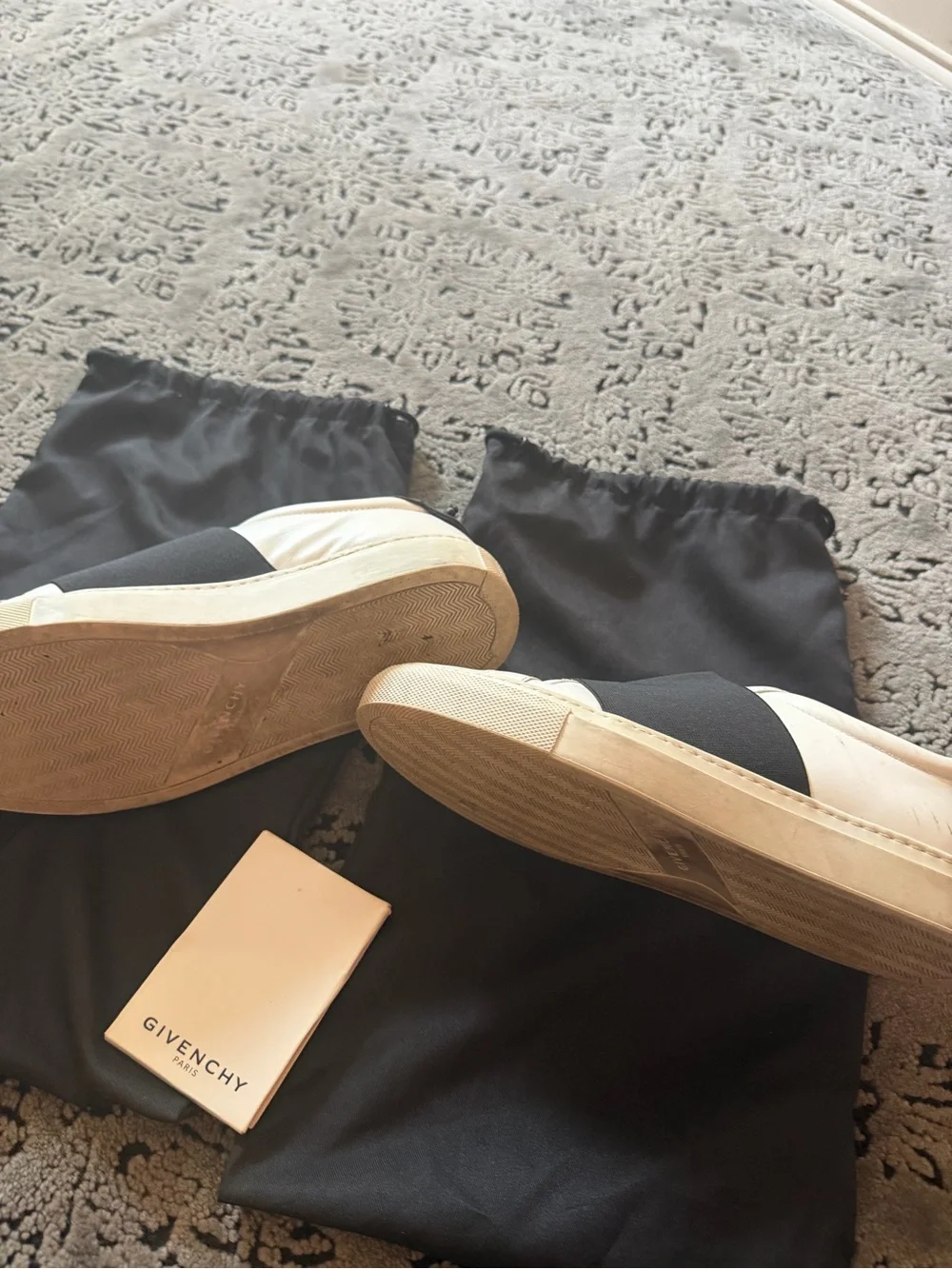 Givenchy White Leather Slip-On Sneakers with Black Elastic